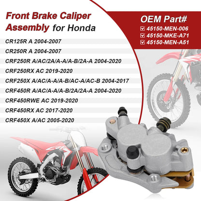 Front Brake Caliper w/Pads for Honda CRF250 (2004–2020)