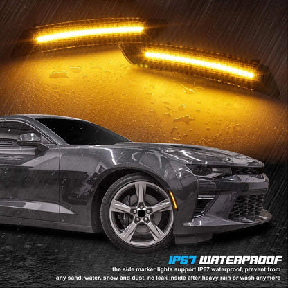 4 x LED Bumper Side Marker Lights Smoked for Chevy Camaro (2016-2021)