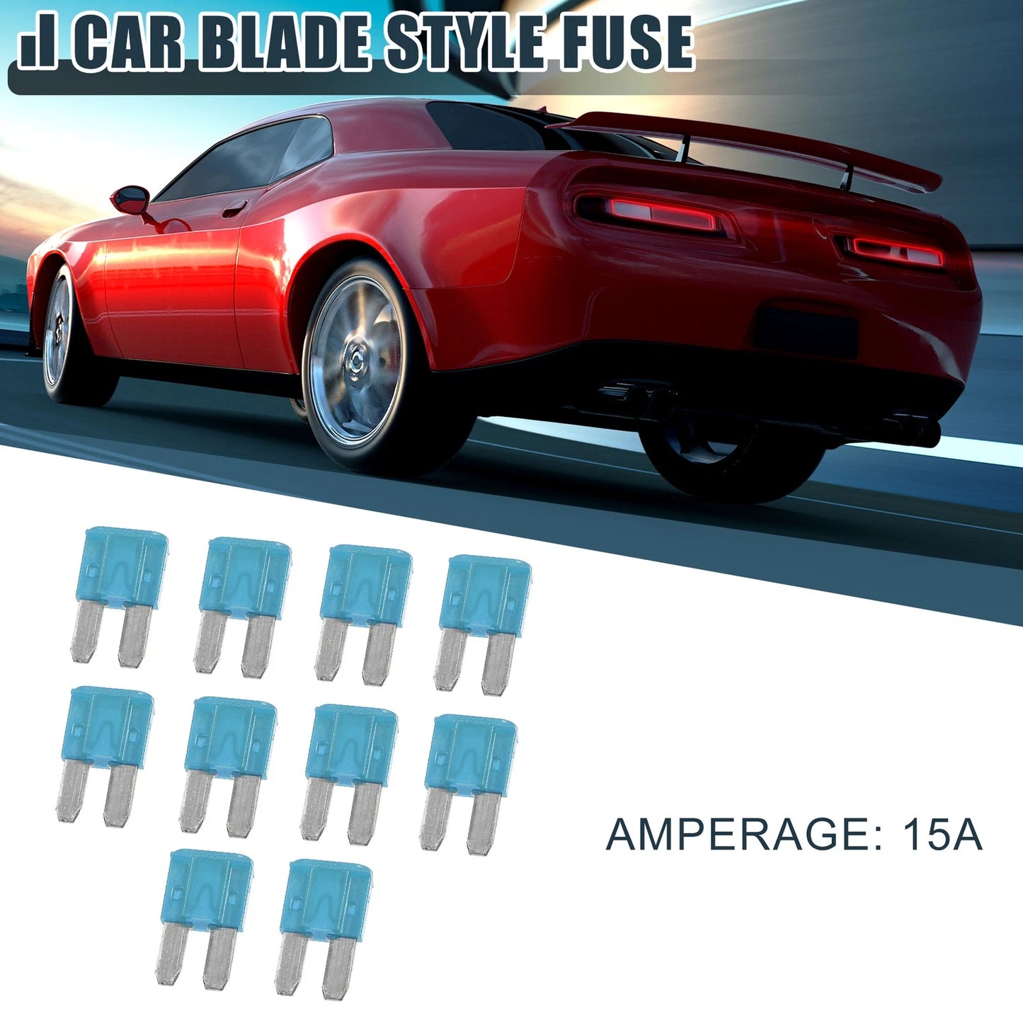 10 x 15A Car Mini Blade Fuses for Boat Truck RV Camper Motorcycle