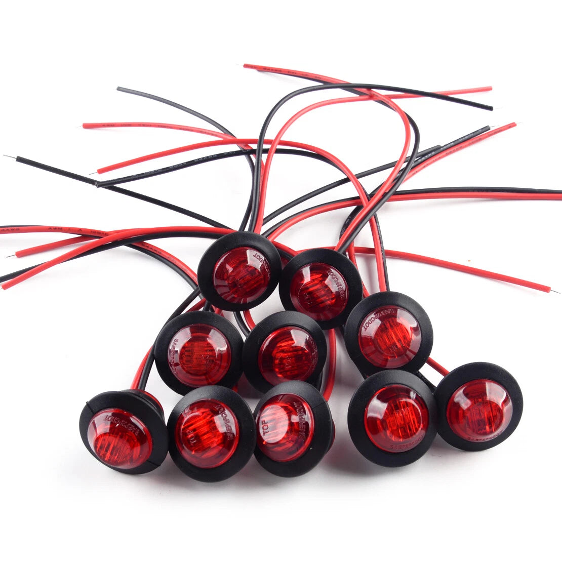 3/4" Red Round LED Side Marker Lights (2) for Car Truck Trailer