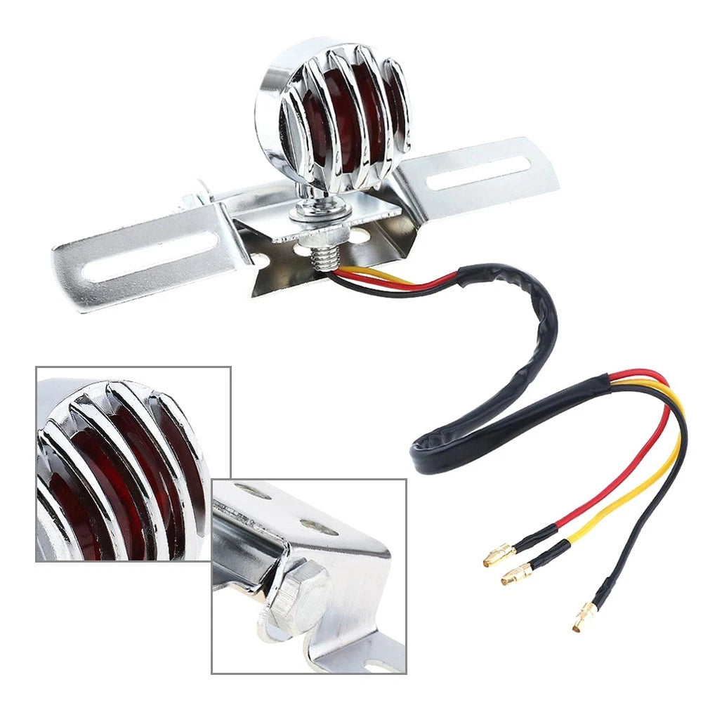 Chrome Retro Tail Brake Light & Rear License Plate Bracket for Honda