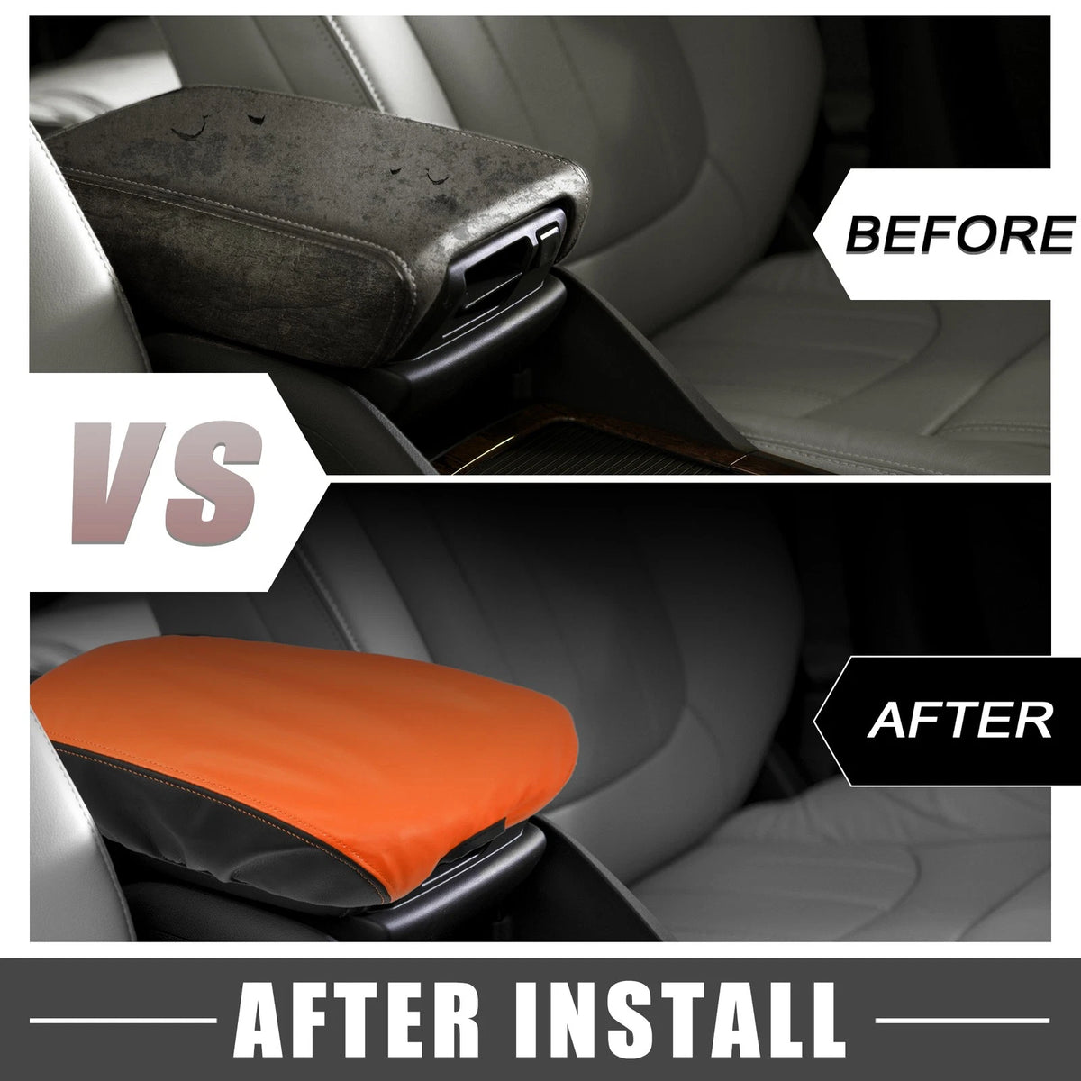 Armrest Pad Cover for Dodge Charger Black Orange (2015-2022)