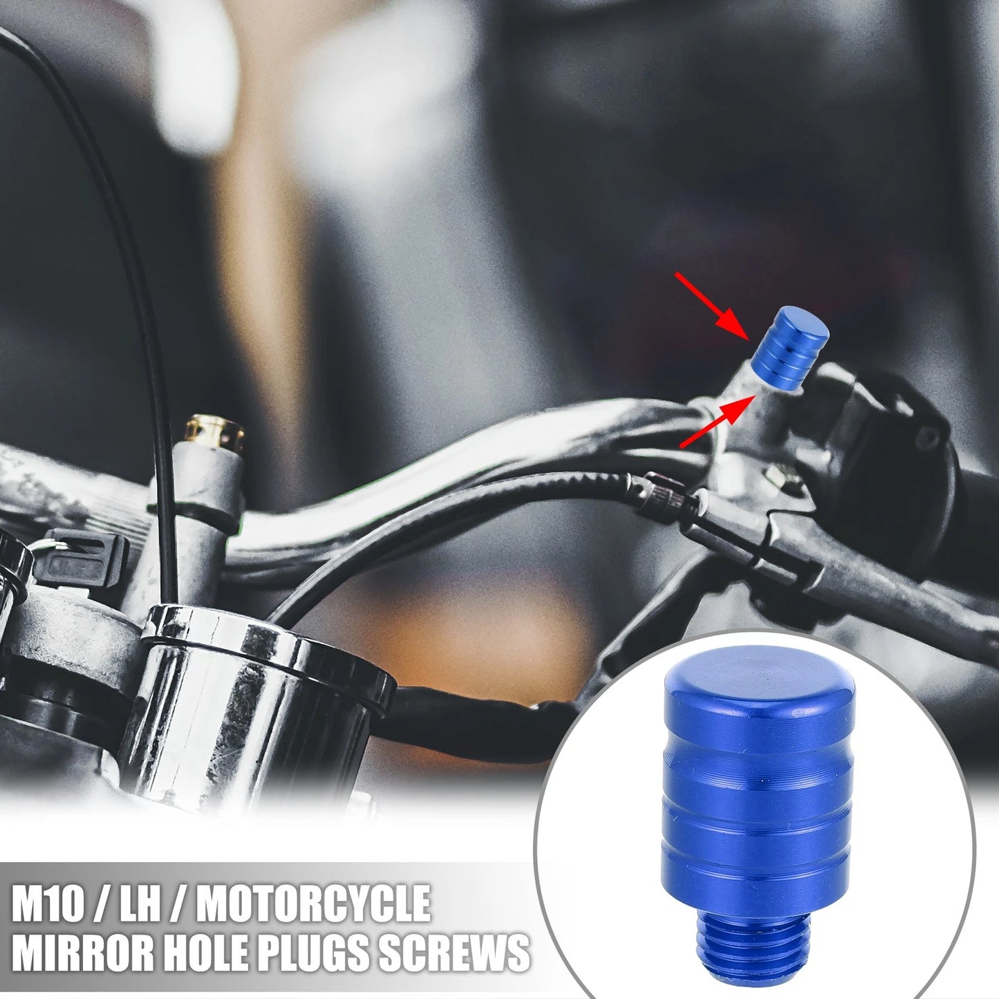 Mirror Hole Plug Cap Screw Blue 2 x M10x1.25 for Motorcycle