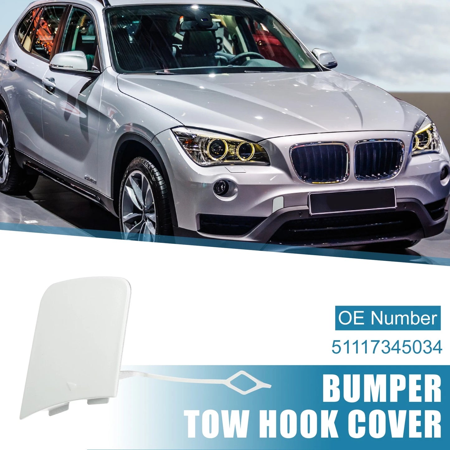 Front Bumper Tow Hook Cover for BMW X1 E84 White (2012-2015)
