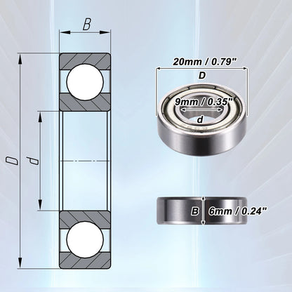 20pcs 699ZZ 9x20x6mm Double Metal Shield Single Row Deep Groove Ball Bearings