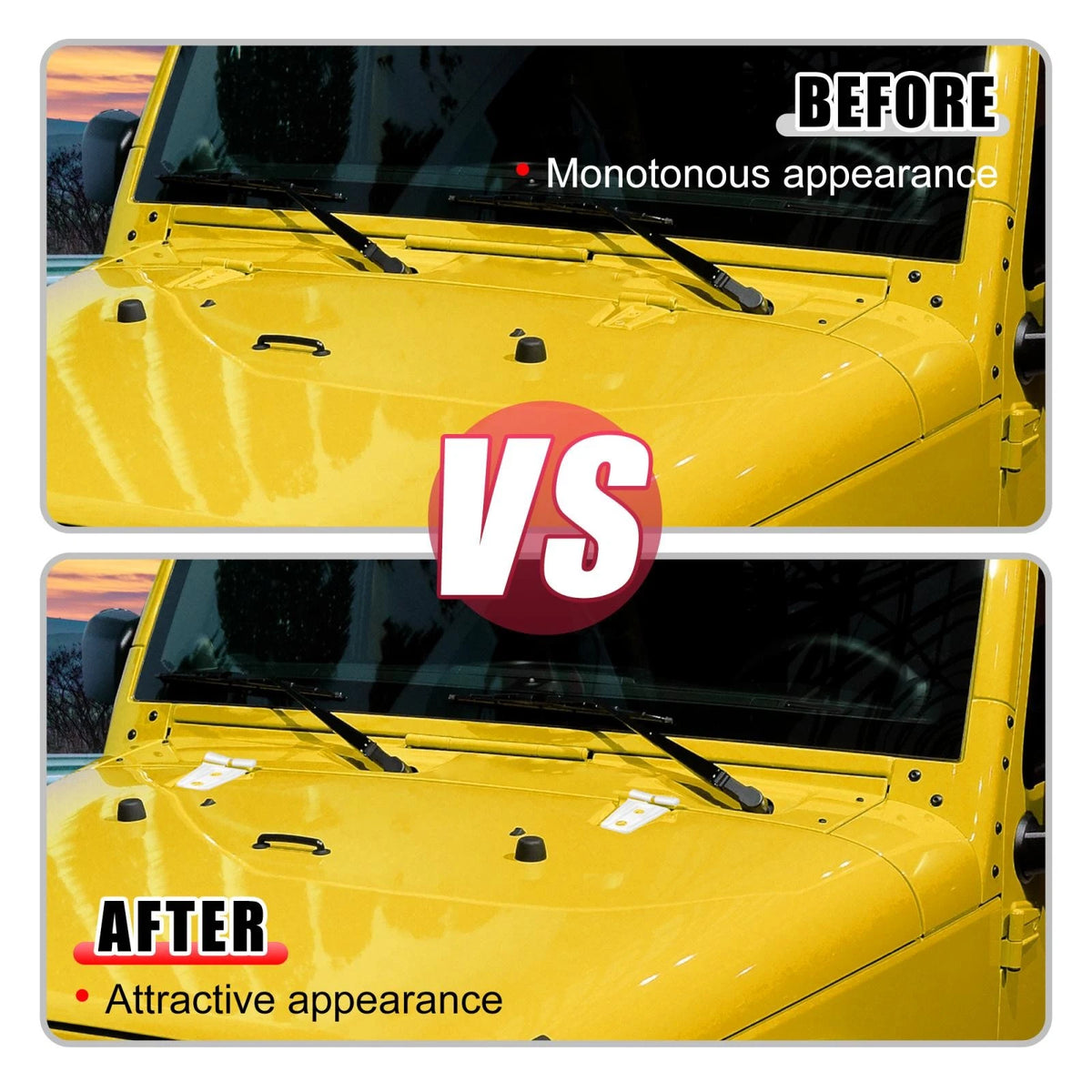 Engine Hood Hinge Covers for Jeep Wrangler 2007-2018 White