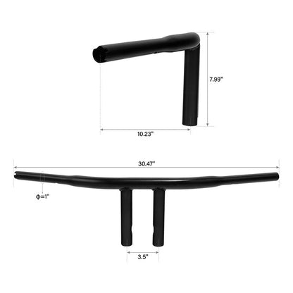 Black 8" Rise 1.25" T-Bar Handlebar for Harley Dyna Softail Road King (2006-2023)