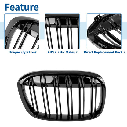 Glossy Black Kidney Grille for BMW X1 (2016-2017)