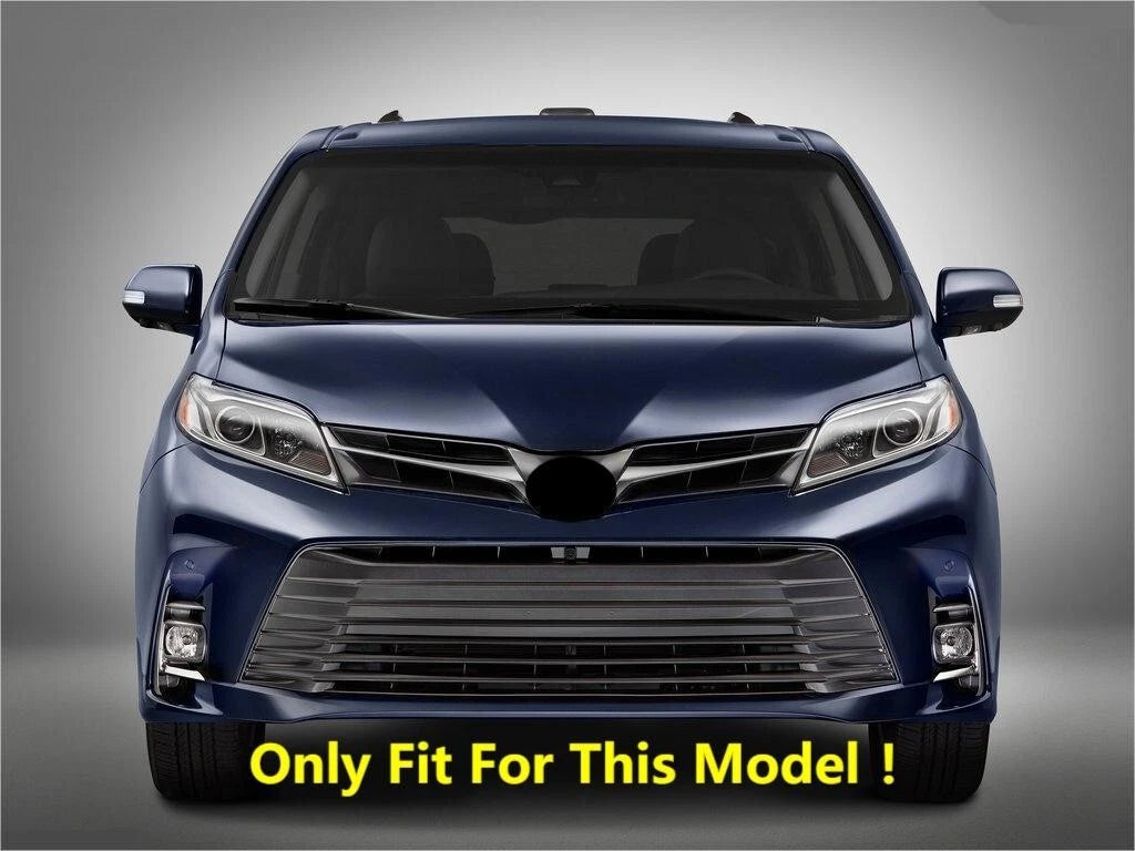 Chrome Front Upper Center Grille Lid Cover Trim for 2018-2020 Toyota Sienna 2 x pcs