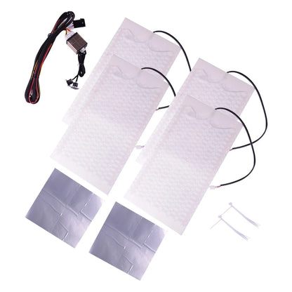 4 x Universal 12V Carbon Fiber Seat Heater Heat Pads for Car - Dual Control