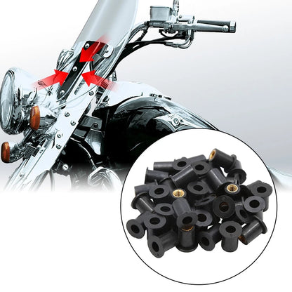40pcs M5 Black Rubber Windscreen Windshield Screws Bolts Nut for Motorcycle
