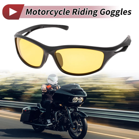 Motorcycle Riding Goggles Yellow Lens Black Frame Tri-acetel Cellulose PC