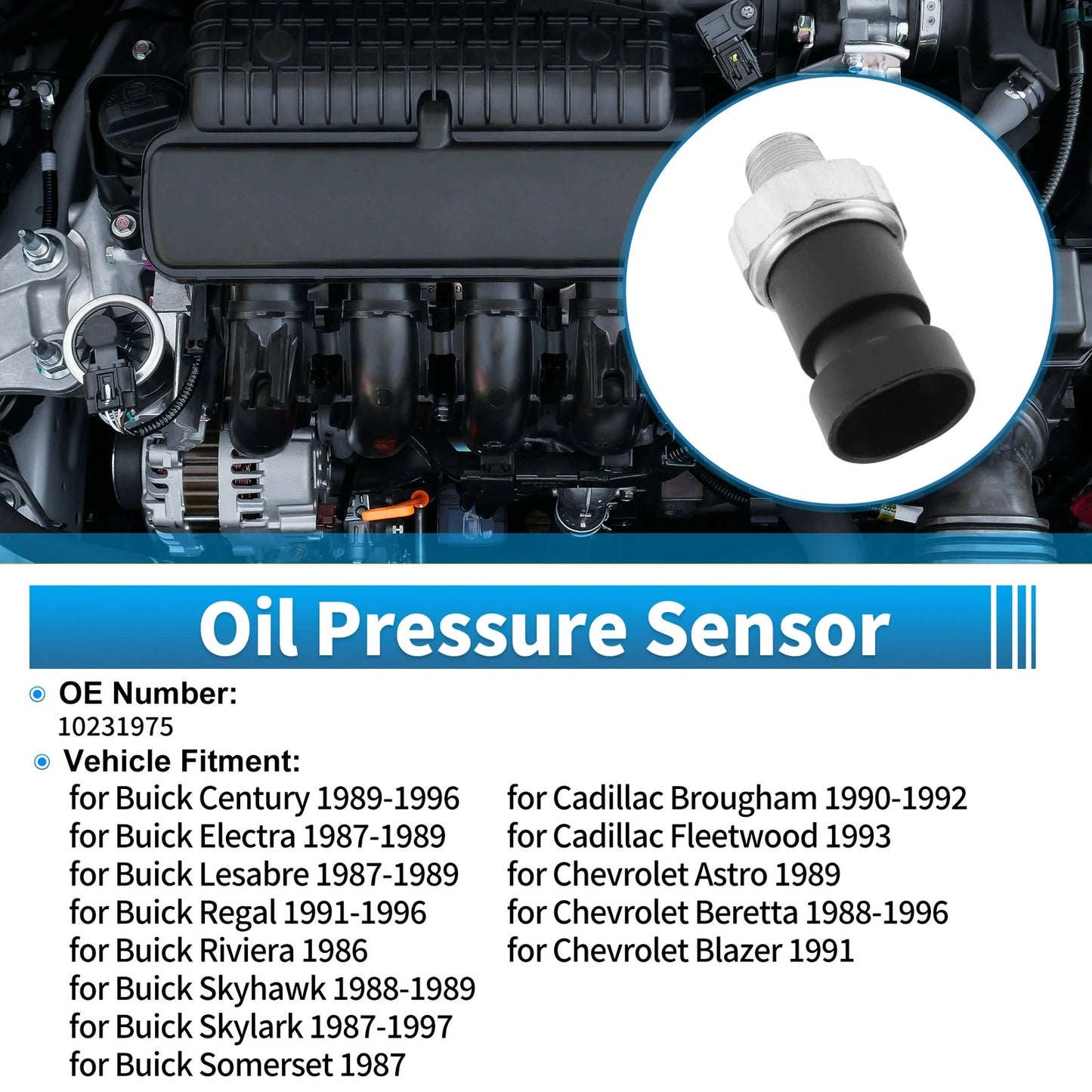 1 x Engine Oil Pressure Sensor for Buick Century (1989–1996)