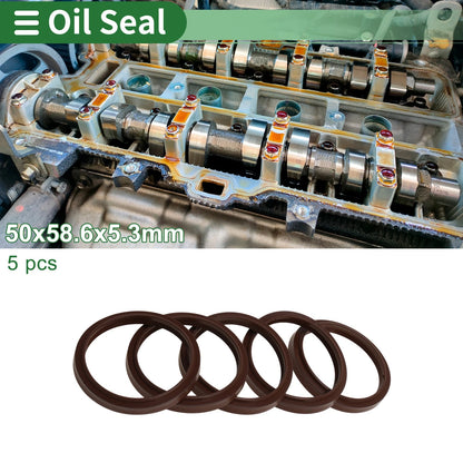 Oil Seal 50x58.6x5.3mm Brown 5 Pcs for Make Model