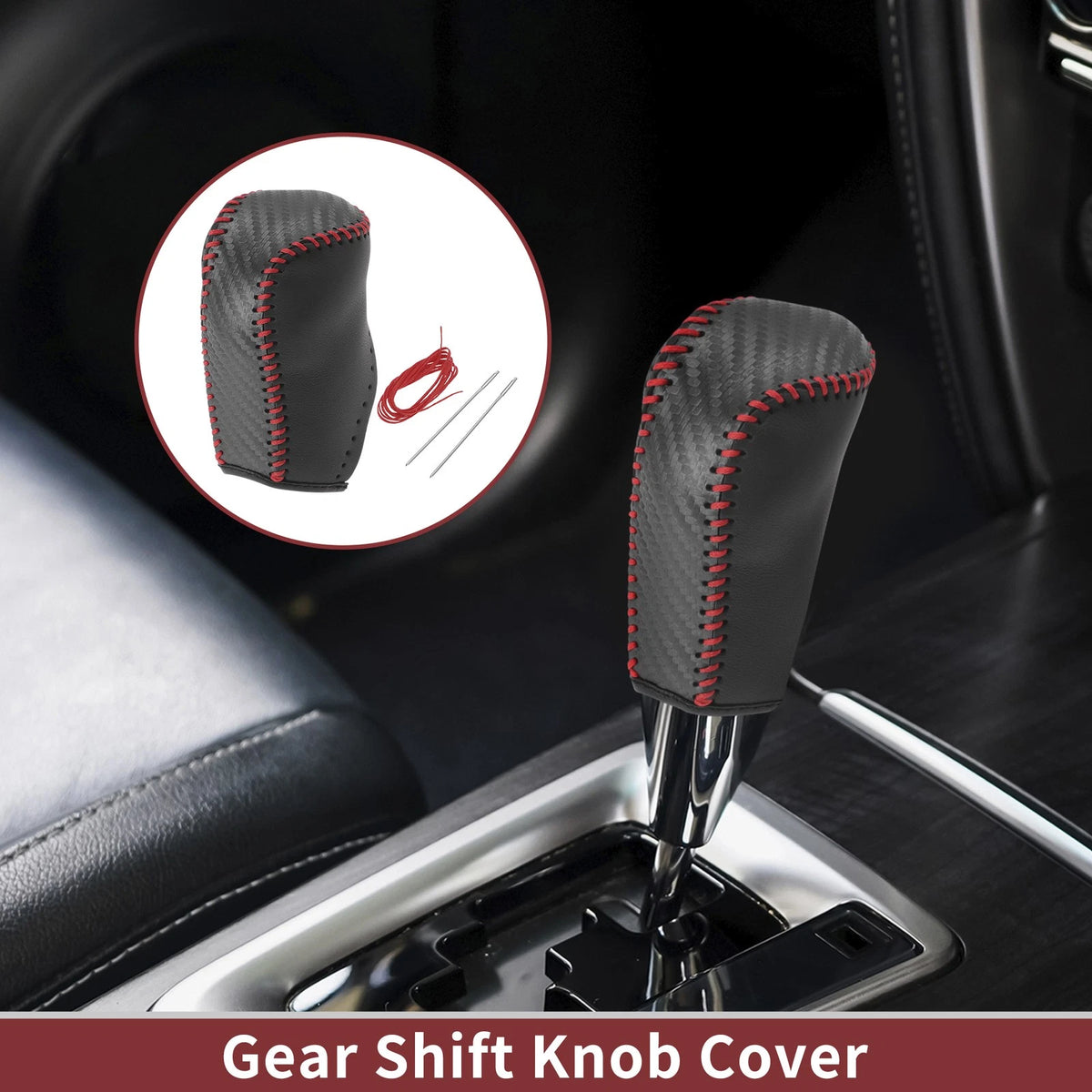 Gear Shift Knob Cover for Toyota Corolla (2014-2018) Red Faux Leather