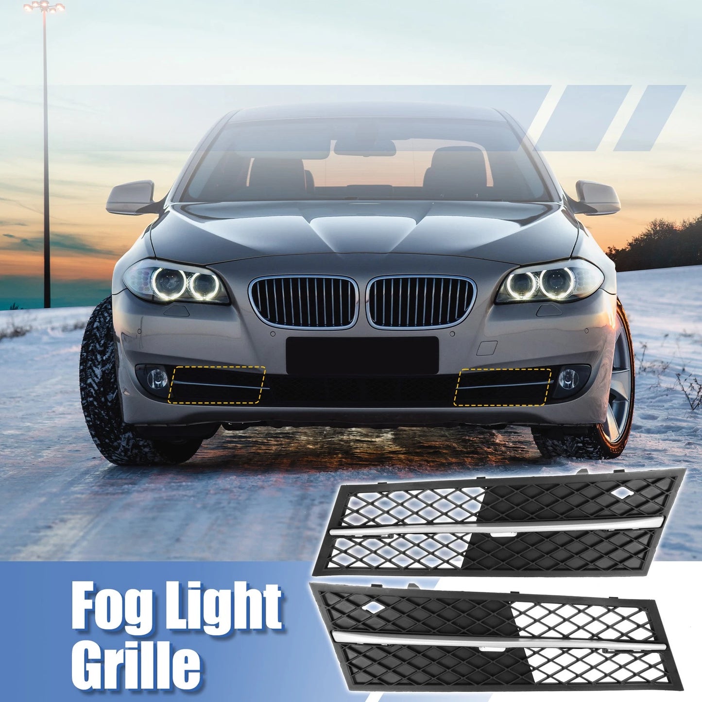 Front Bumper Fog Light Grille Cover for BMW F10 F11 528i 535i (2011-2013)