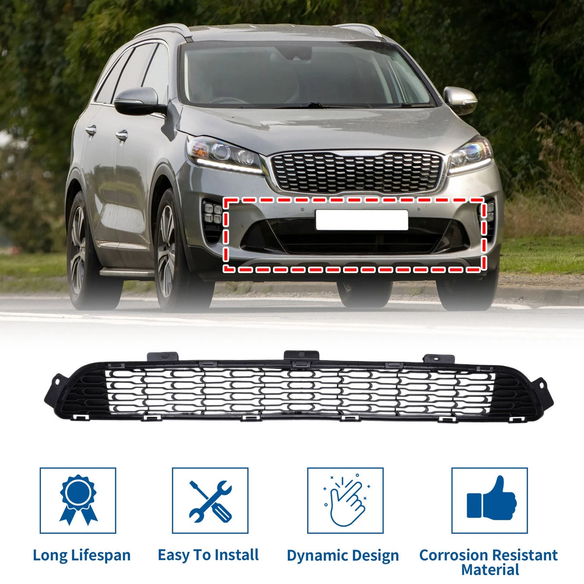 Lower Grille Bumper Cover for Kia Sorento (2016-2018) 1 Pcs