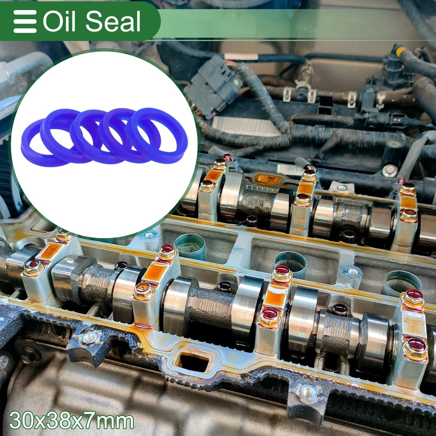 Oil Seal Rotary Shaft Seal TPU 30x38x7mm High Pressure Blue 5 Pcs
