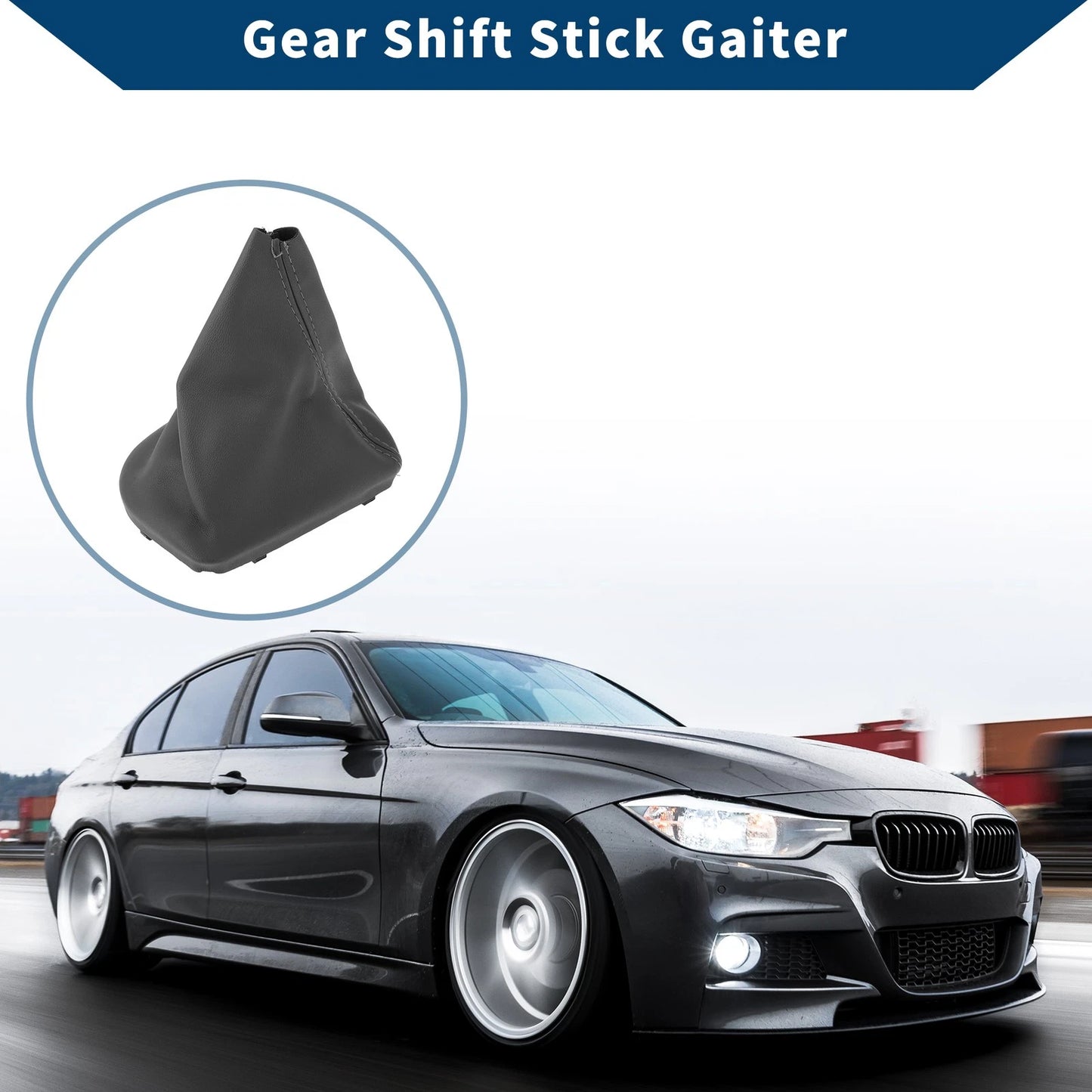 Car Gear Shift Stick Gaiter Grey Leather for BMW E60 E61 (2004-2008)