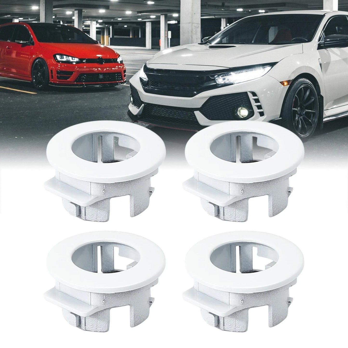 4 x Silver Tone Car Bumper PDC Parking Sensor Retainers for Toyota