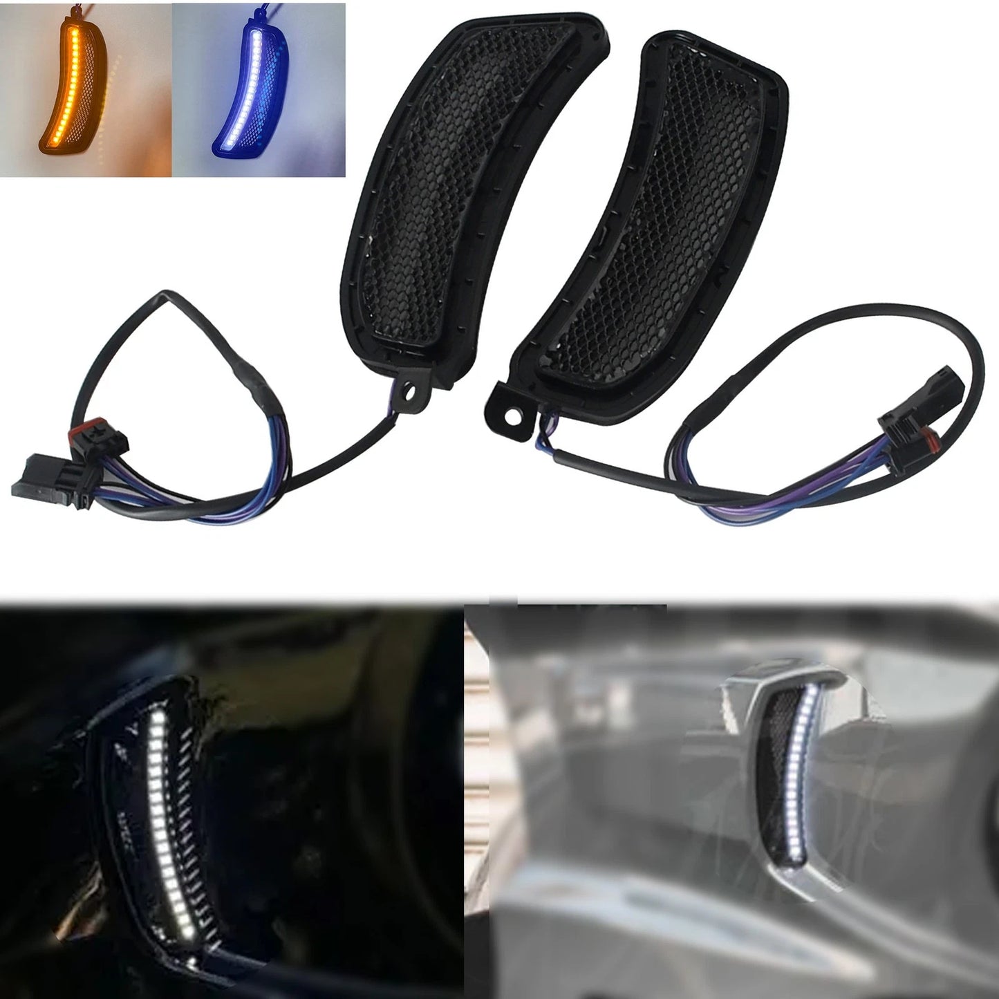 Black Mesh LED Fairing Vent Lights for Harley Low Rider El Diablo (2022)