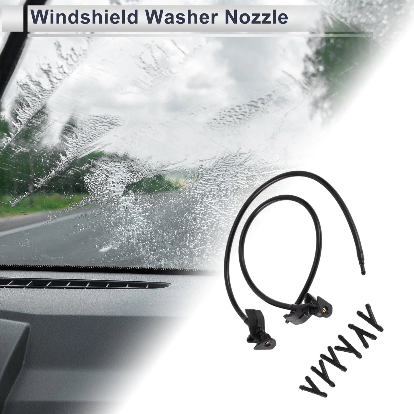6 x Windshield Washer Nozzles & Hose Connectors for Ford (2015-2023)