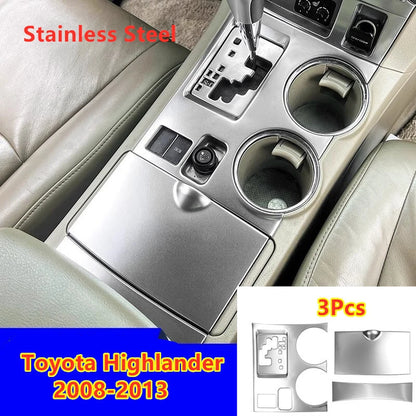 Silver Console Gear Shift Panel Trim Cover for Toyota Highlander (2008–2013)