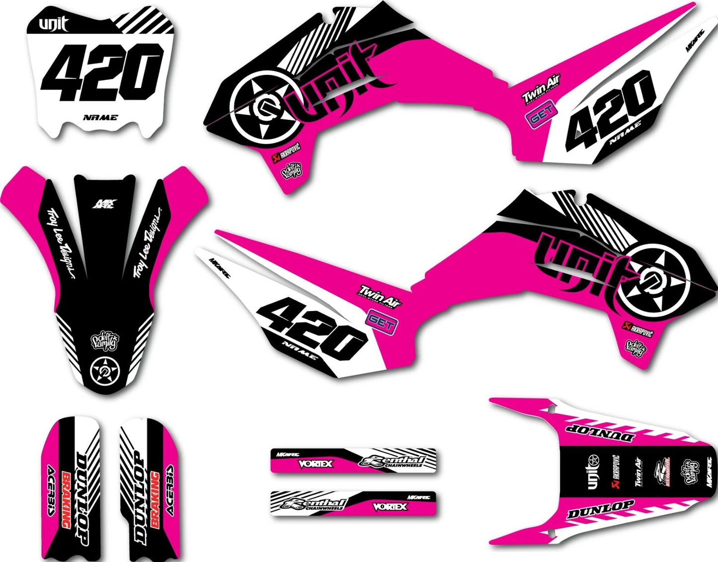 Custom Graphics Full Kit for Kayo TD 125 Hush Pink Style Stickers
