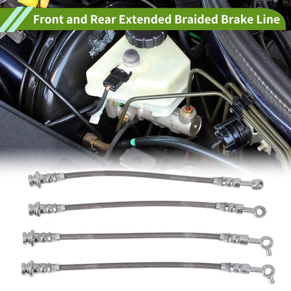 4pcs Extended Braided Brake Line Hose for Nissan Patrol GQ Y60 (88-97)