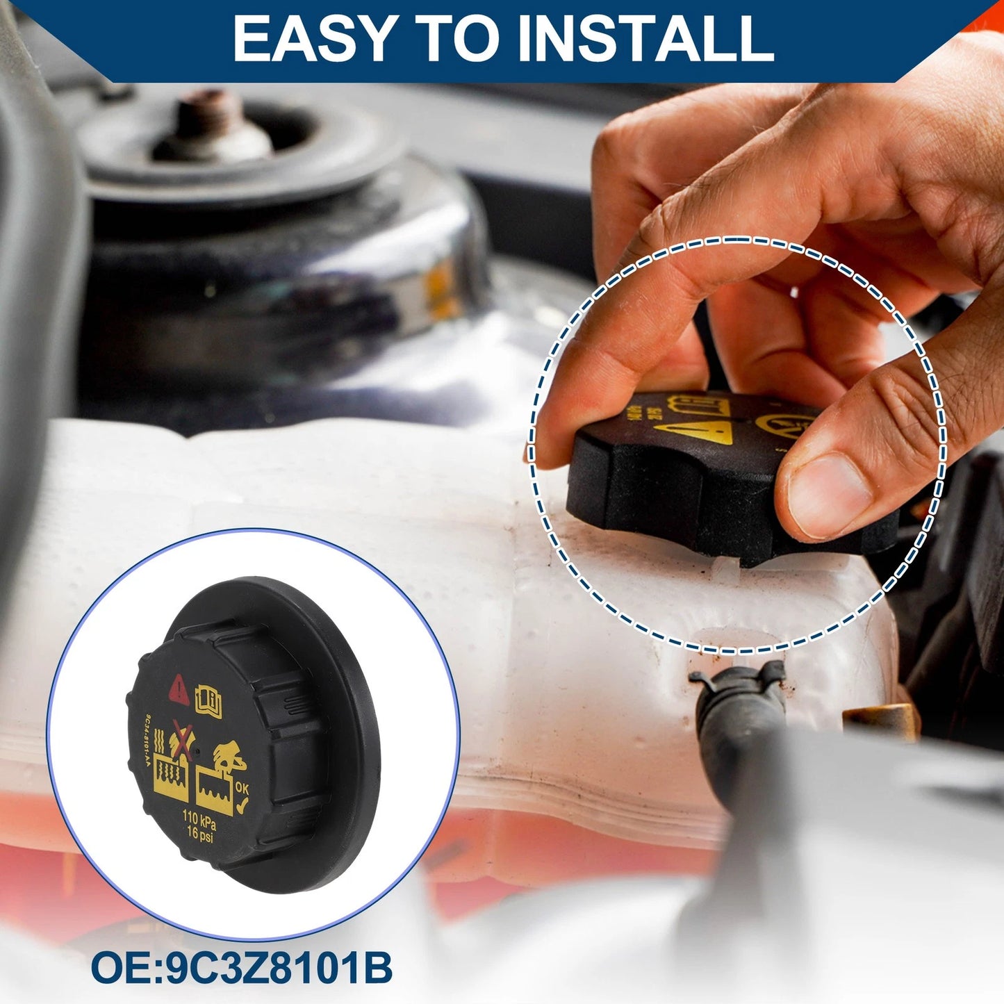 Coolant Cap for Ford F-150 F-250 F-350 Explorer Edge Expedition Mustang (2000-2023)