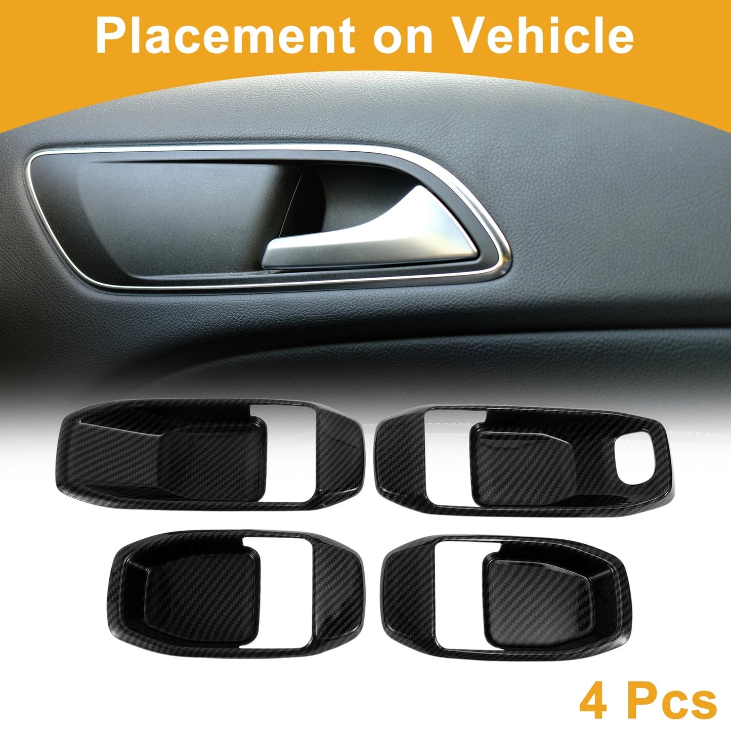 4 x Interior Door Handle Bowl Cover Trim for Jeep Wrangler Gladiator JT (2018-2023)