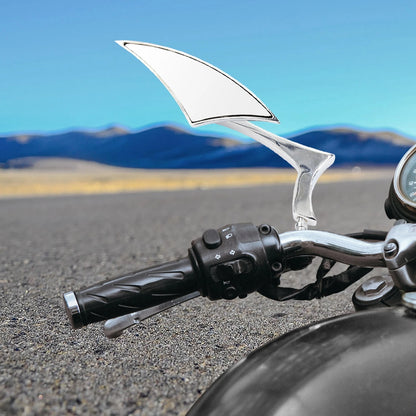 Pair Chrome Silver Tone Rearview Mirrors 13.5x4.5cm Motorcycle Cruiser