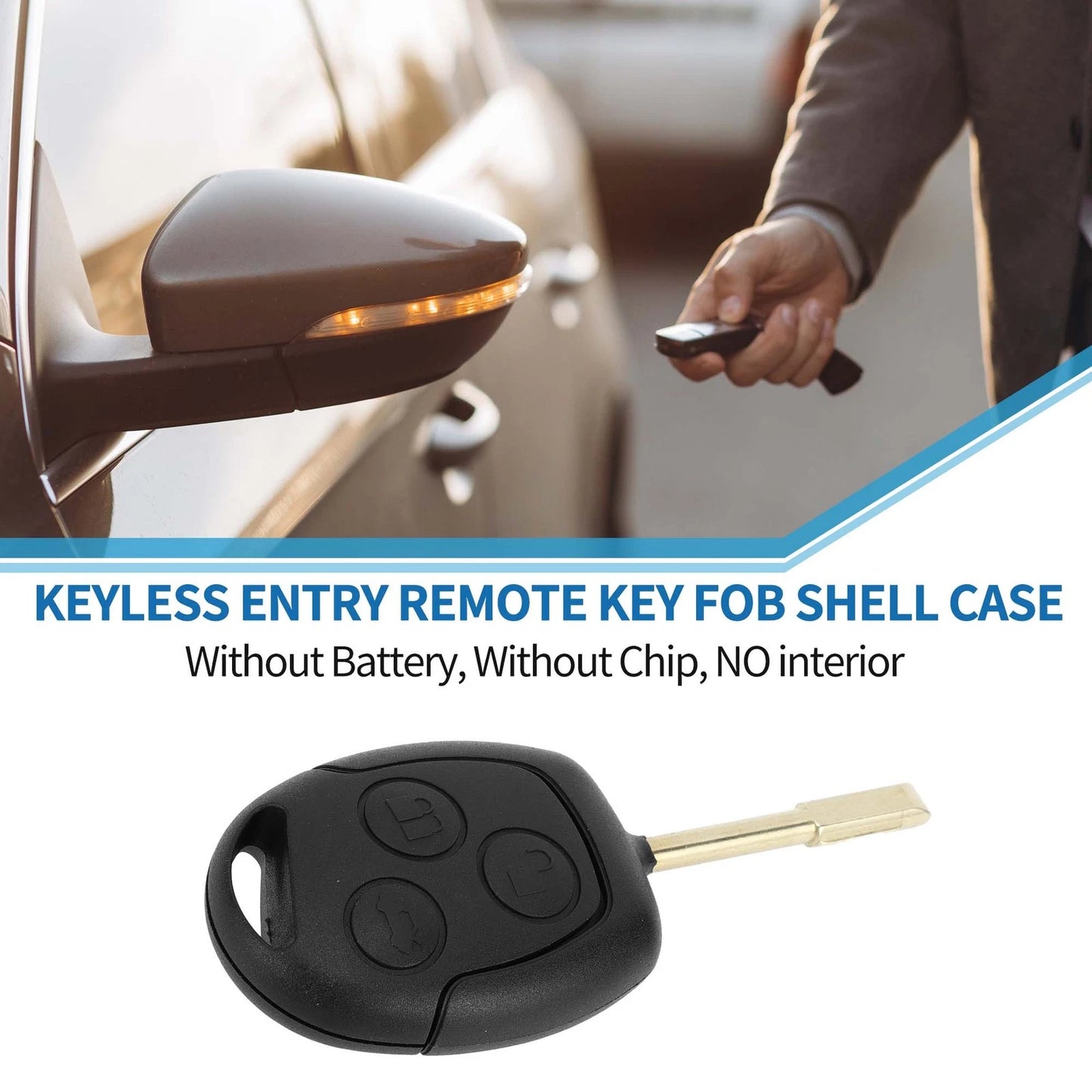 3 x Keyless Entry Remote Fob Key Shell Case for Ford C-Max (2003-2008)