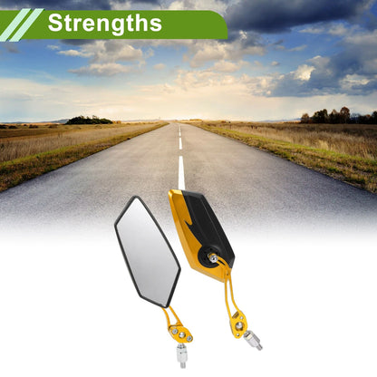 M8/M10 Rear View Mirror Polygonal Shape Black Gold Tone Plastic for Motorcycle
