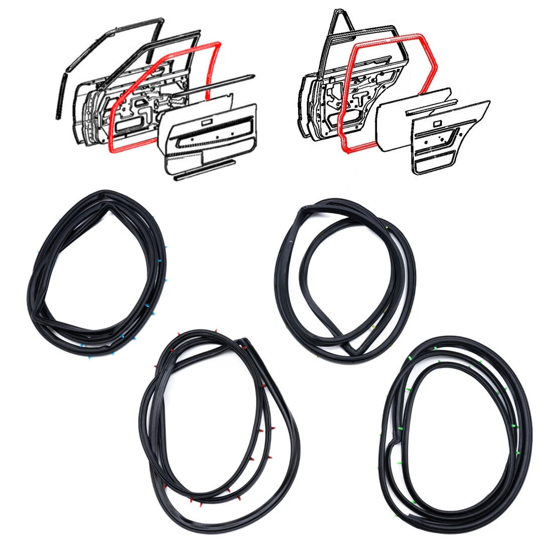Front Rear Door Weatherstrip Seal Set for Toyota Starlet 5D KP60 KP61 KP62 1978-1984