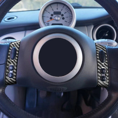 Carbon Fiber Steering Wheel Button Cover Trim for Mini Cooper 2002-2004