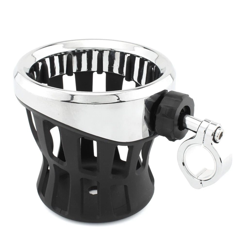 Chrome Motorcycle Drink Cup Holder for 7/8"-1" Bars (22mm-25mm)