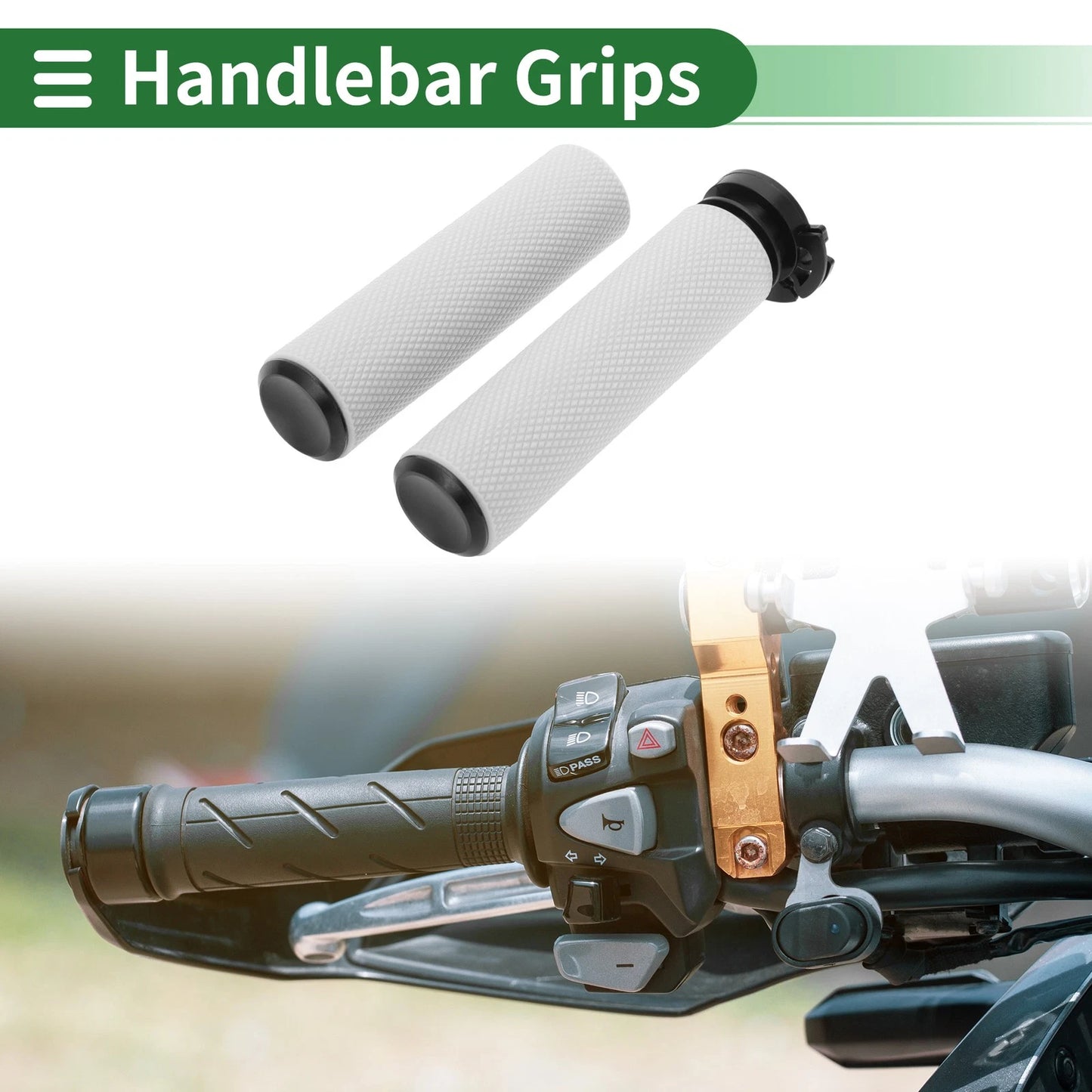 7/8" 22mm Hand Grips Cover Kit for Motorcycle TPU White