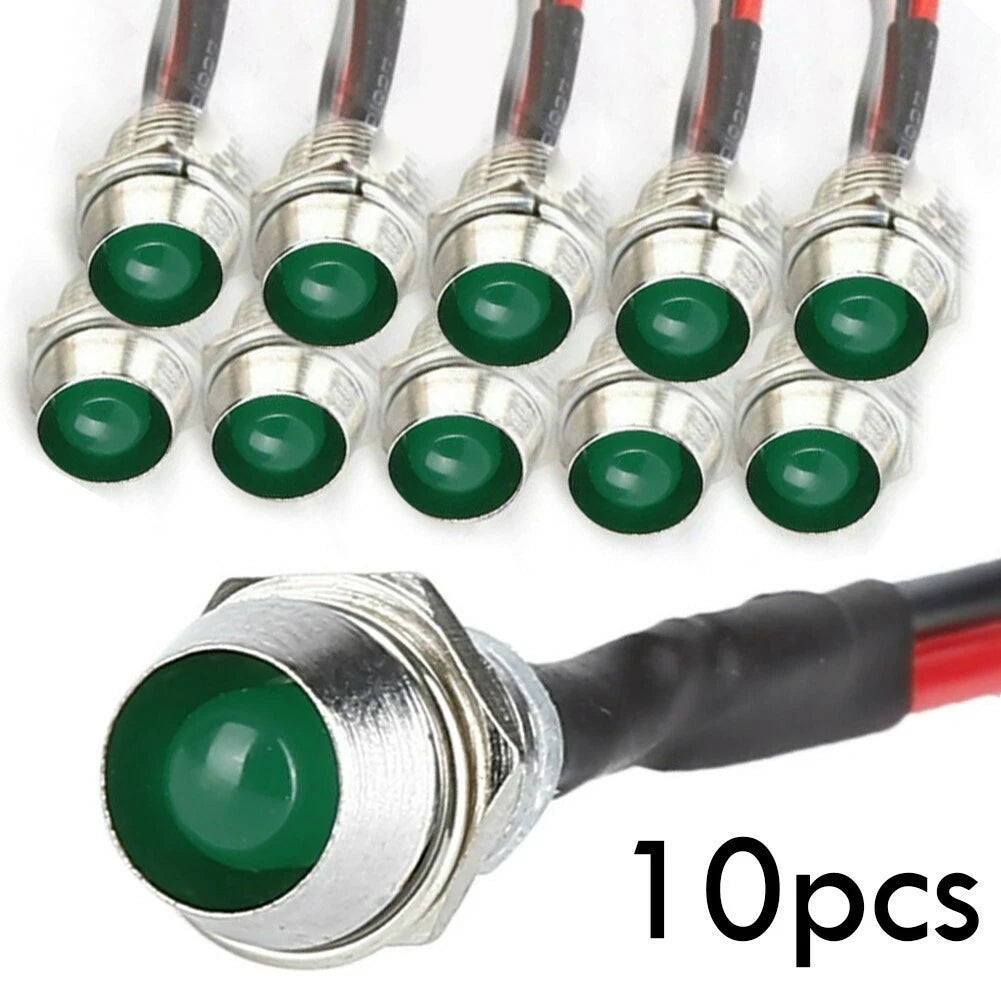 10 x Indicator Light 12V 8mm LED for Car Truck Boat