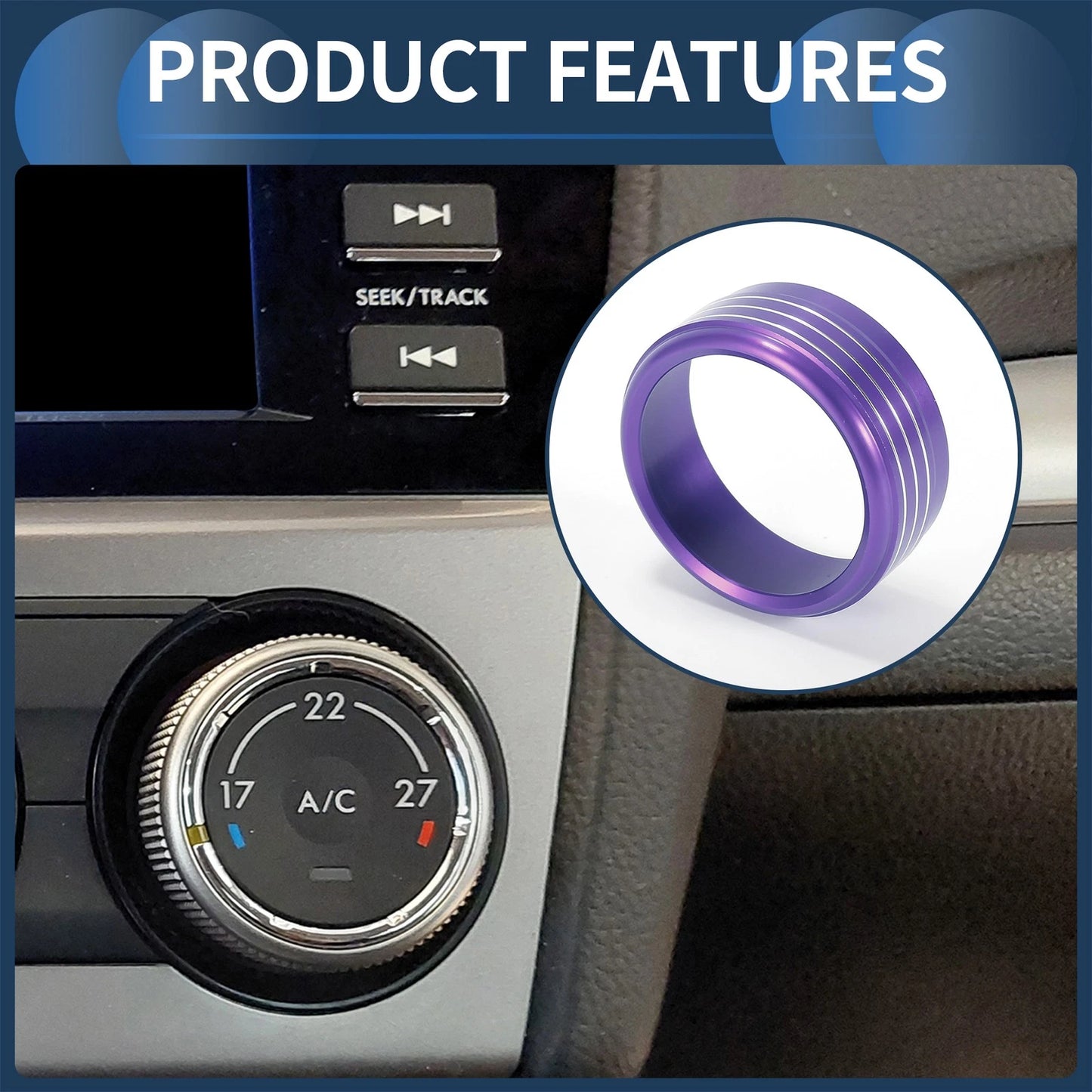 AC Heater Temp Switch Knob Cover Ring 3 x for Subaru Forester (2014-2018)
