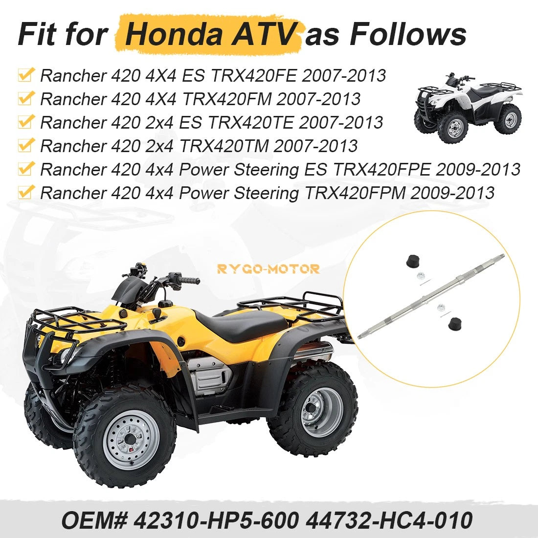 Rear Axle Shaft for Honda Rancher TRX420