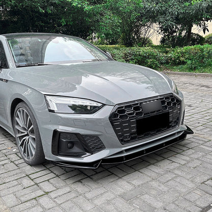 Gloss Black Front Bumper Spoiler Lip for Audi A5 Sline S5 (2021-2024)
