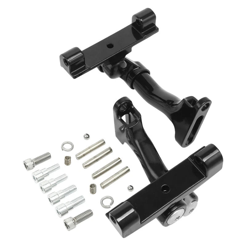 Chrome/Blk Passenger Adjustable Footboard Mount for Harley Touring (1993-2025)