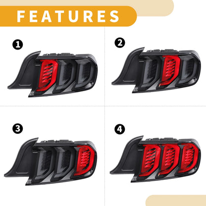 OLED Tail Lights Assembly for Ford Mustang 2015-2016 - 1 Pair, Black
