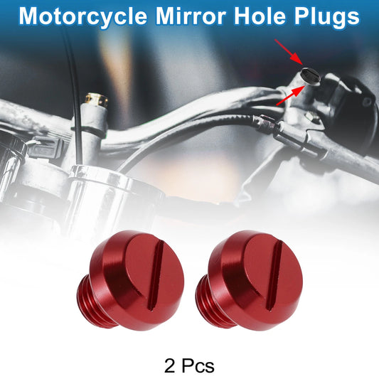 Left Hand M10x1.25 Motorcycle Mirror Hole Plugs Red Screws for Motorcycle