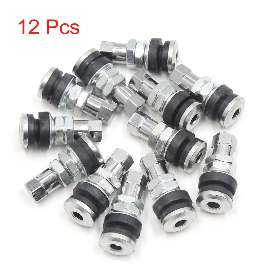 12 Pcs Bolt-in Metal Valve Stems Dust Caps for Motorcycle Scooter
