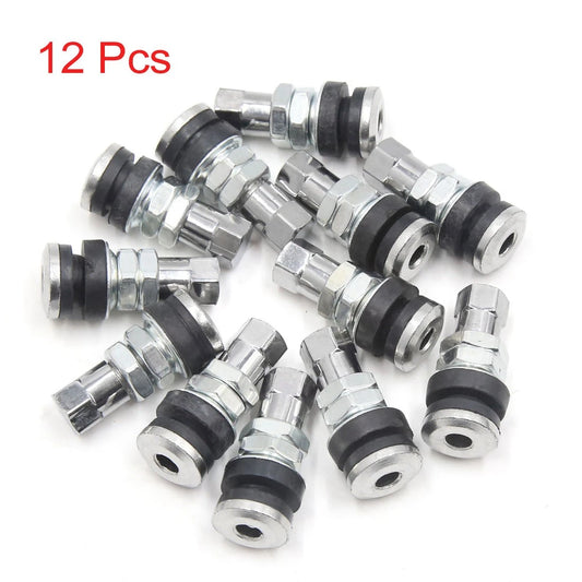 12 Pcs Bolt-in Metal Valve Stems Dust Caps for Motorcycle Scooter