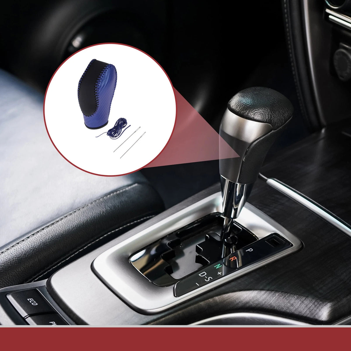 Gear Shift Knob Cover for Ford Fusion 2013-2016 Blue Black