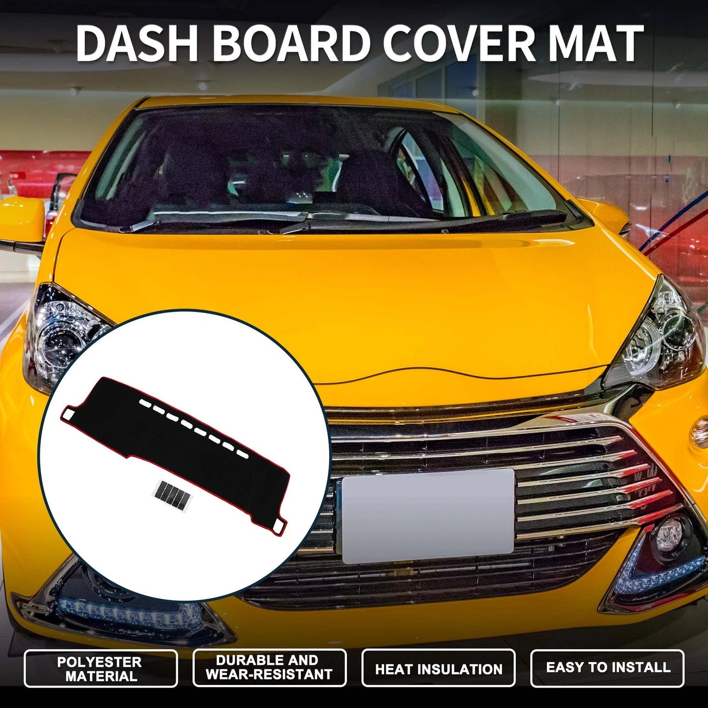 Dashboard Cover Mat for Toyota Aqua (2011-2021) - Black Red 1 Set