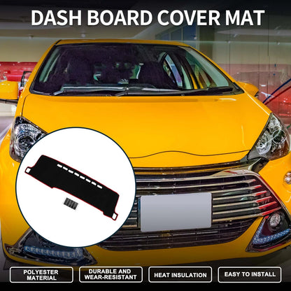 Dashboard Cover Mat for Toyota Aqua (2011-2021) - Black Red 1 Set